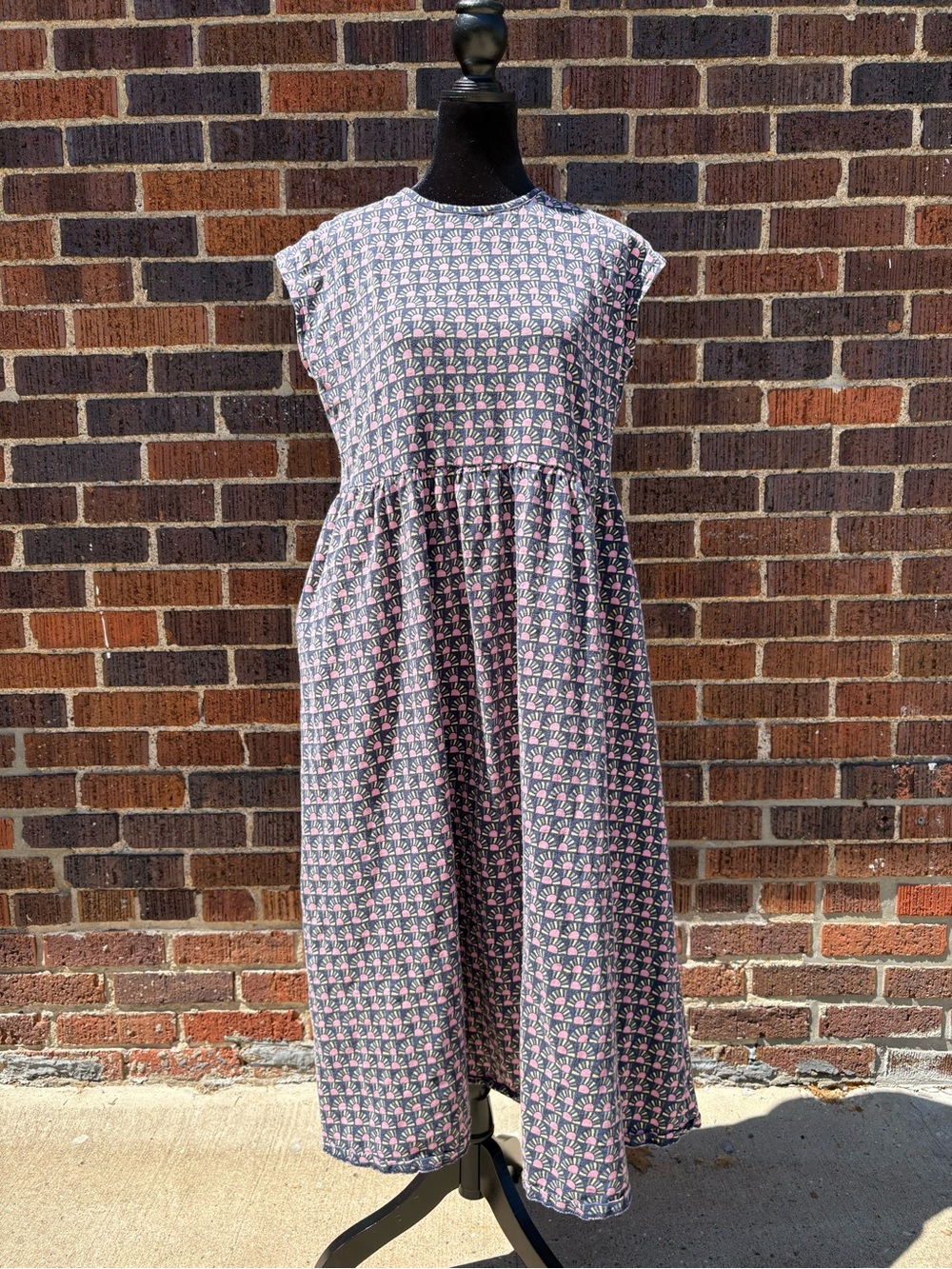 Boden Blue and Pink Printed Sleeveless Maxi Dress